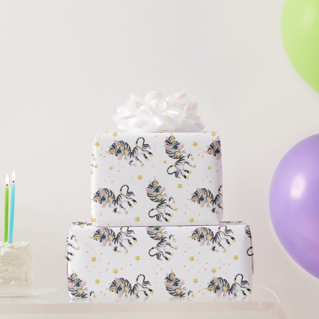 Papier Cadeau Licorne Zèbre Enfants  (Cadeaux de fête)