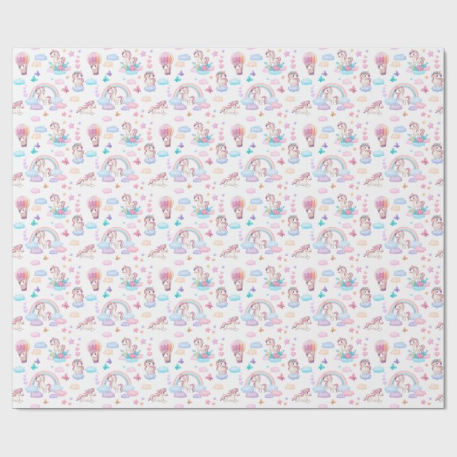 Papier Cadeau Licornes (Plat)