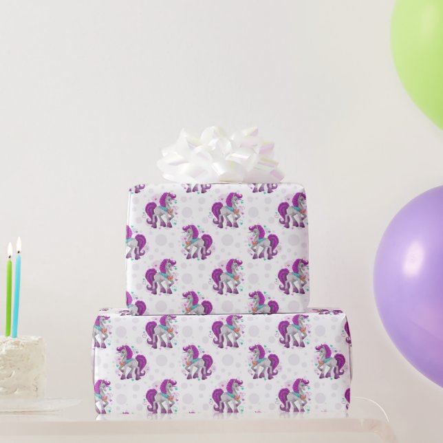 Papier Cadeau Licornes Cabriolantes (Cadeaux de fête)