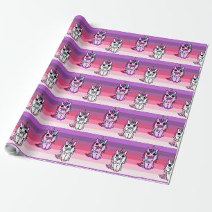 Papier Cadeau Licornes Fantastiques Rose Violet Conte de Fées