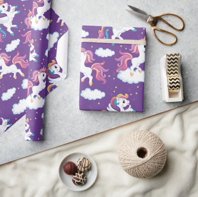 Papier Cadeau Licornes Violettes Danseuses (Artisanat)