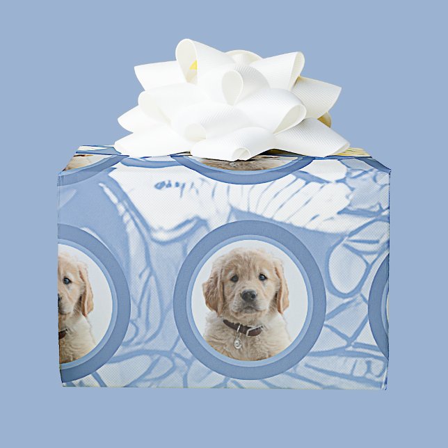 Papier Cadeau Light Blue Photo Pet Mom Grand-mère Amoureux des c (Créateur téléchargé)