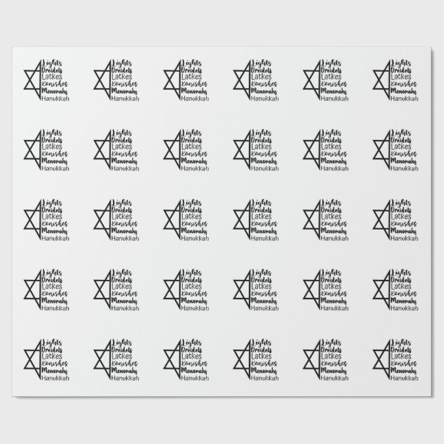 Papier Cadeau Light Dreidel Latke Kanish Menorah Hanoukka (Plat)