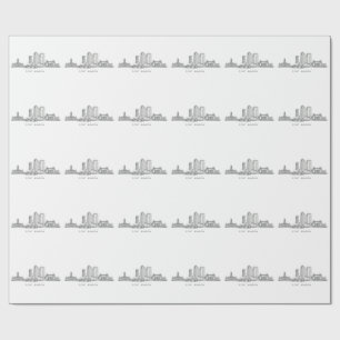Papier Cadeau Ligne artistique minimaliste de la skyline de Fort