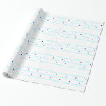 Papier Cadeau Ligne bleu d'étoile de Chanukah<br><div class="desc">Papier d'emballage mignon de Chanukah avec une ligne des étoiles bleues et des points bleu-clair</div>