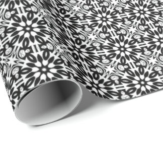 Papier Cadeau Ligne Mandala en noir et blanc Motif 3