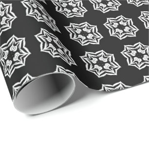 Papier Cadeau Ligne Mandala en noir et blanc Motif 8