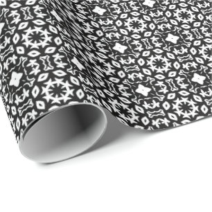 Papier Cadeau Ligne Mandala noir et blanc Motif 2