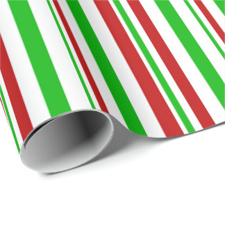 Papier Cadeau Lignes à thème de Noël vert, blanc, rouge