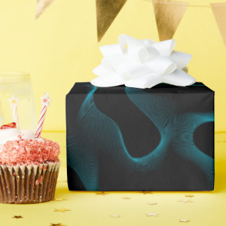 Papier Cadeau Lignes Abstraites modernes en noir et bleu