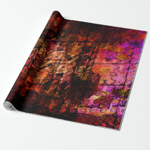 Papier Cadeau Lignes abstraites rouge pourpre de remous d'art de