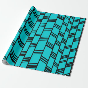 Papier Cadeau Lignes Art Déco Bleu