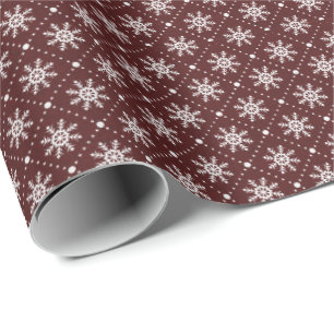 Papier Cadeau Lignes blanches marron vacances de flocons de