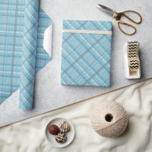 Papier Cadeau Lignes bleues sur base bleu Dusty Simple Versatile