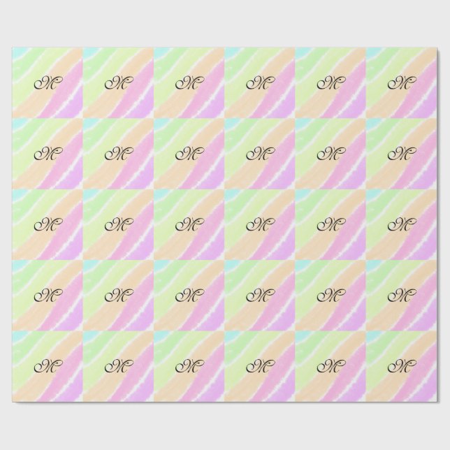 Papier Cadeau Lignes d'aquarelle stripe arc-en-ciel ajouter votr (Plat)