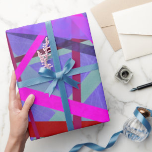 Papier Cadeau Lignes de couleur géométrique rose et violet