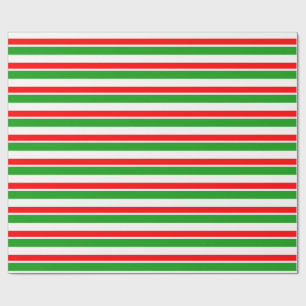 Papier Cadeau Lignes de Noël de couleur verte, blanche, rouge