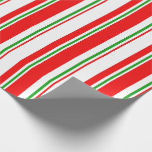 Papier Cadeau Lignes de style de Noël rouge, blanc et vert