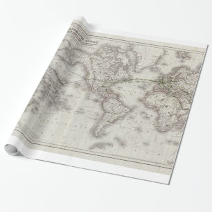 Papier Cadeau Lignes de télégraphe vintages du monde carte