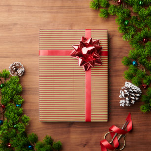 Papier Cadeau Lignes dorées rouges personnalisées minimalistes a
