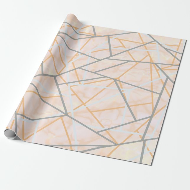 Papier Cadeau Lignes géométriques modernes ocre et gris (Déroulé)