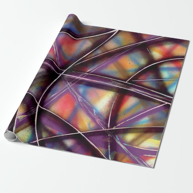 Papier Cadeau Lignes intertissées colorées (Déroulé)