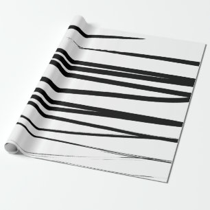 Papier Cadeau Lignes noires et blanches modernes Art Abstrait