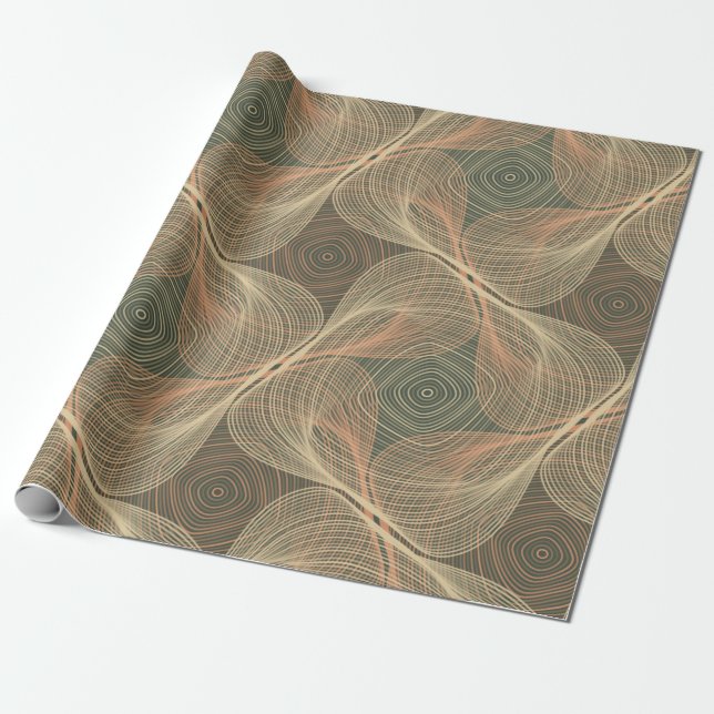 Papier Cadeau Lignes organiques formes géométriques illusion opt (Déroulé)