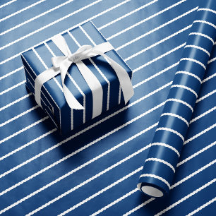 Papier Cadeau Lignes pointues mignon simple bleu blanc vacances