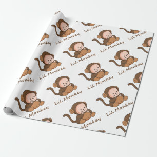 Papier Cadeau "Lil Monkey" Citation amusante Cute Baby Monkey