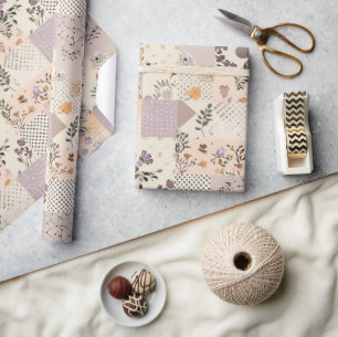 Papier Cadeau Lila Pastel Courtepoint Gingham Cottagecore 