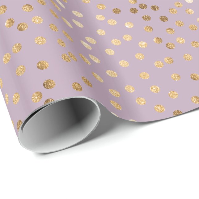 Papier Cadeau Lilac et Gold Parties scintillant City Dots Envelo (Coin rond)