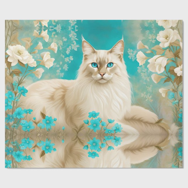 Papier Cadeau Lilac Lynx Point Siamese Portrait Art (Plat)