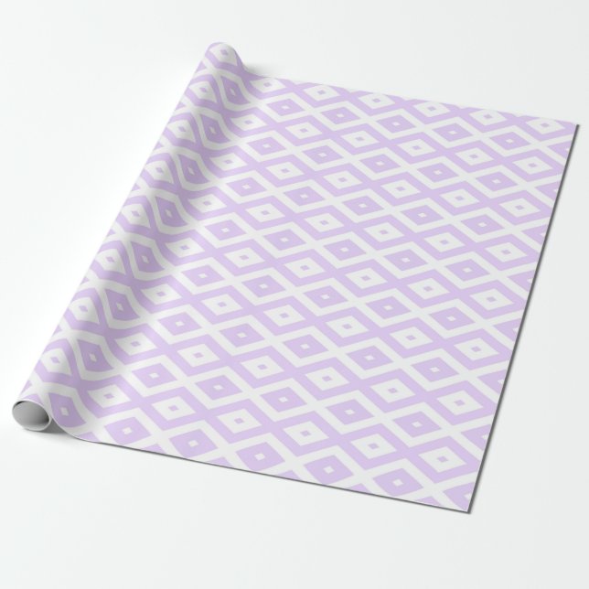 Papier Cadeau Lilac motif de diamants violet et blanc (Déroulé)