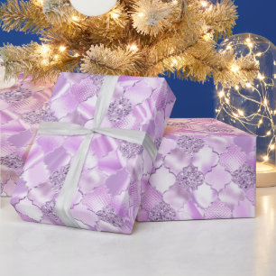 Papier Cadeau Lilac Purple Marocain Motif Quatrefoil