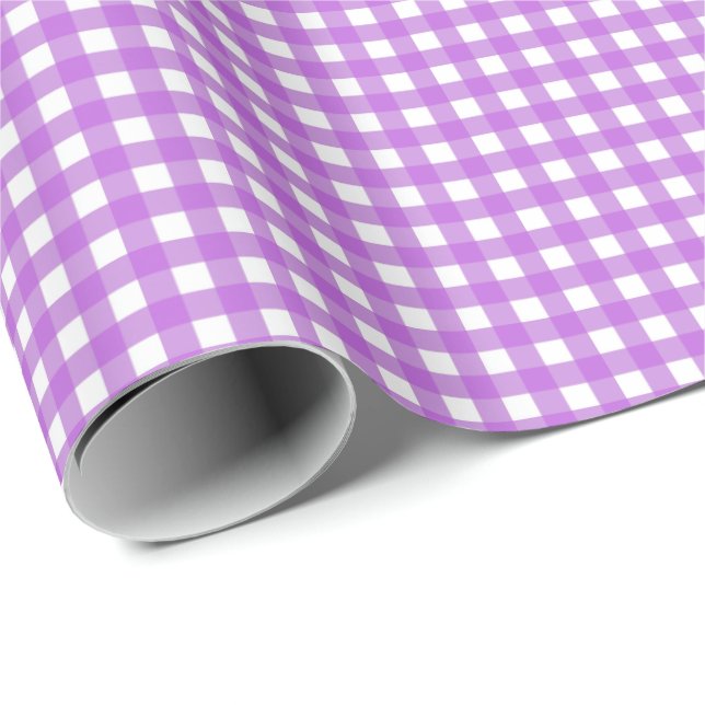 Papier Cadeau Lilac Purple Simple Plaid (Coin rond)