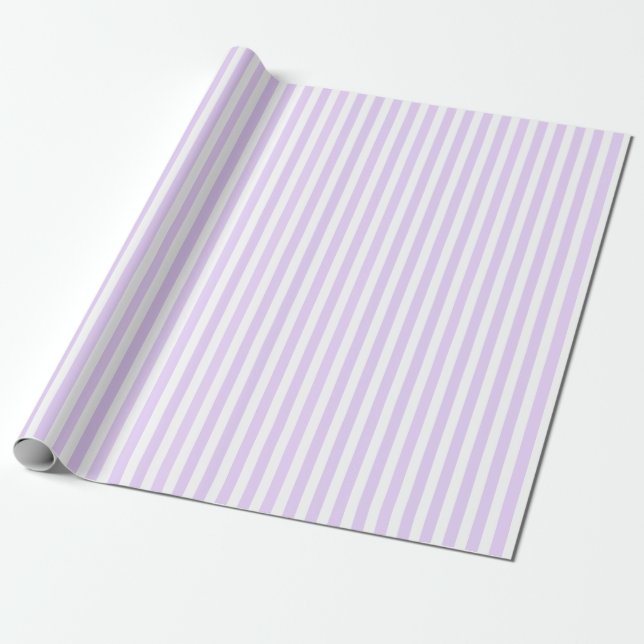 Papier Cadeau Lilac violet et blanc bonbons rayures (Déroulé)