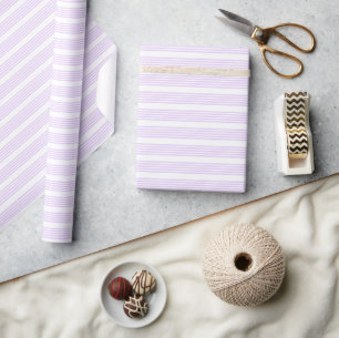 Papier Cadeau Lilac violet et blanc cinq bandes motif