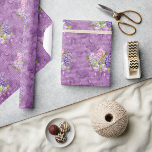 Papier Cadeau Lilas roses et violets