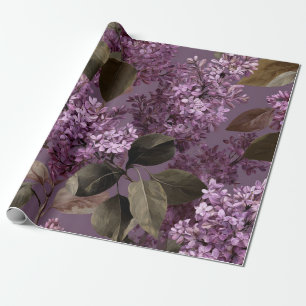 Papier Cadeau Lilas Rustique Botanique Gras Vintage Boho Floral