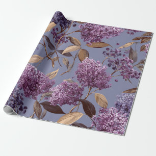 Papier Cadeau Lilas Rustique Botanique Gras Vintage Boho Floral
