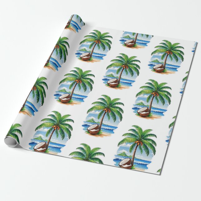 Papier Cadeau L'île tropicale des Cocotiers (Déroulé)