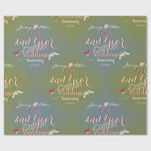 Papier Cadeau Lily de coton de la vallée, 2e anniversaire Mariag