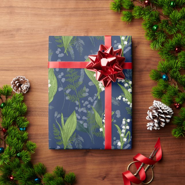 Papier Cadeau Lily de l'Arrière - plan bleu foncé de la vallée (Cadeau de vacances)