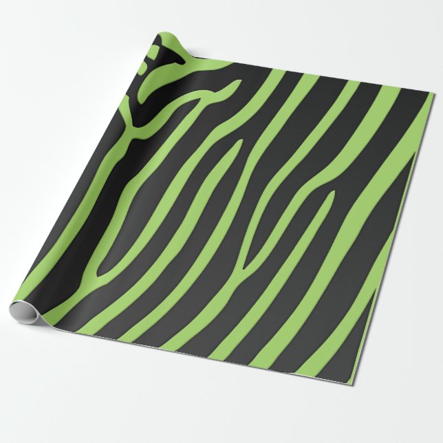 Papier Cadeau Lime et noir Zebra Stripes Poster de animal (Déroulé)
