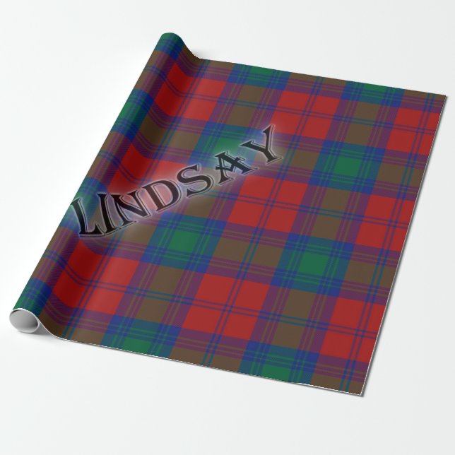 Papier Cadeau Lindsay Tartan avec le nom de famille (Déroulé)
