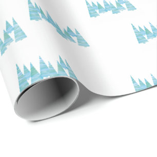Papier Cadeau Line Art Jours de Noël arbres dans la neige