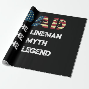 Papier Cadeau Lineman Papa papa Myth Légende Drapeau américain