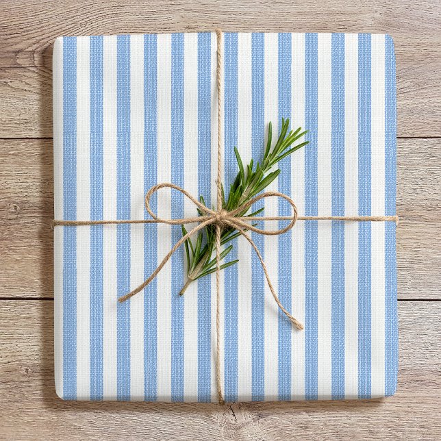 Papier Cadeau Linge simple et chic Motif rayé bleu blanc (Créateur téléchargé)