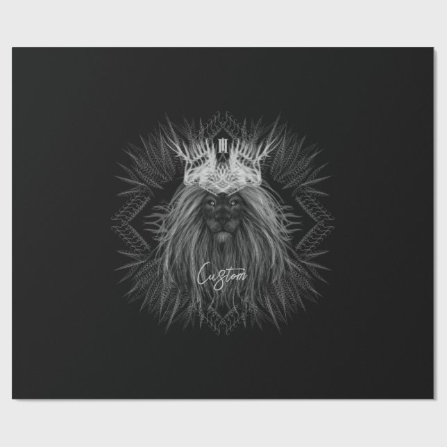 Papier Cadeau Lion avec monogramme de couronne (Plat)
